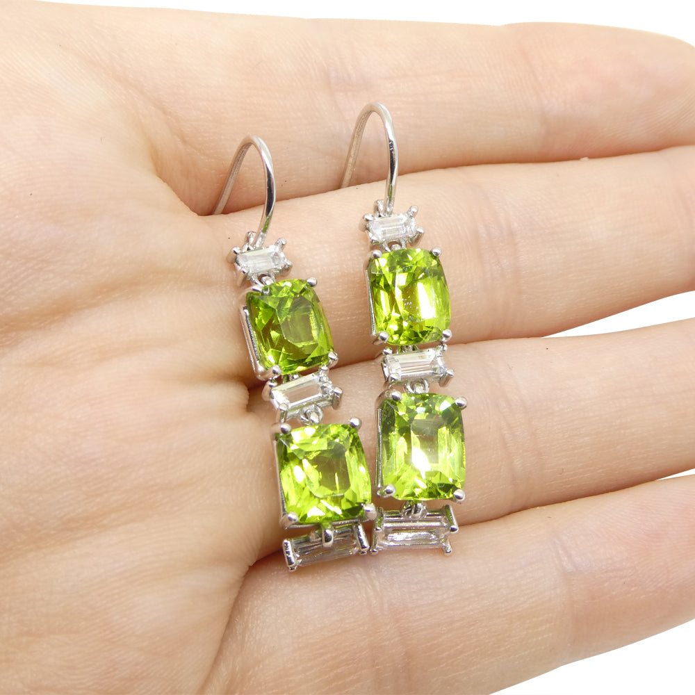 10.70ct Peridot, 1.80ct White Sapphire Earrings in 14k White Gold - Skyjems Wholesale Gemstones