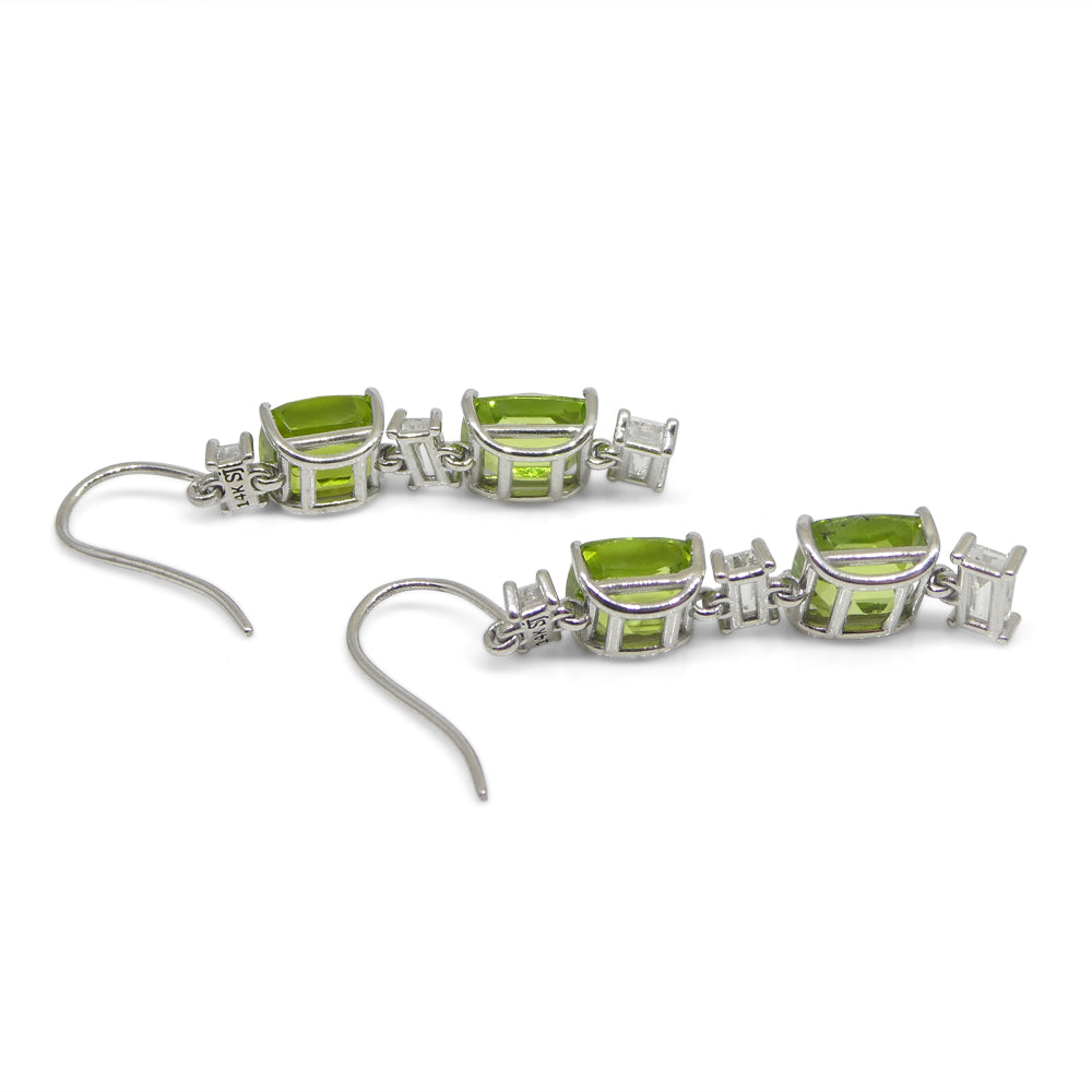 10.70ct Peridot, 1.80ct White Sapphire Earrings in 14k White Gold - Skyjems Wholesale Gemstones