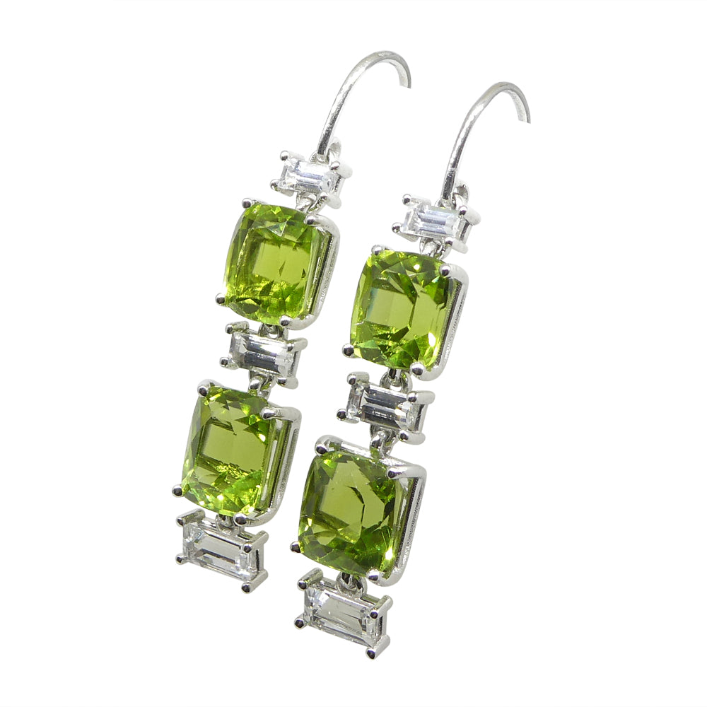 10.70ct Peridot, 1.80ct White Sapphire Earrings in 14k White Gold - Skyjems Wholesale Gemstones