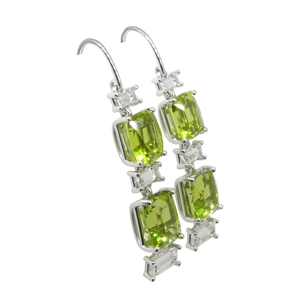 10.70ct Peridot, 1.80ct White Sapphire Earrings in 14k White Gold - Skyjems Wholesale Gemstones