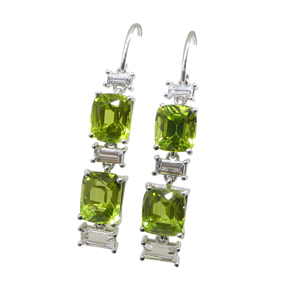 10.70ct Peridot, 1.80ct White Sapphire Earrings in 14k White Gold - Skyjems Wholesale Gemstones