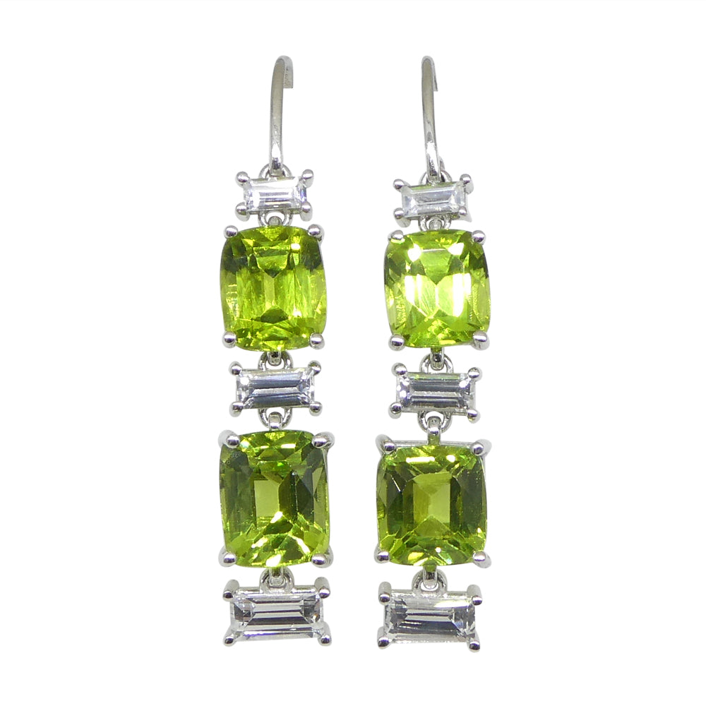 10.70ct Peridot, 1.80ct White Sapphire Earrings in 14k White Gold - Skyjems Wholesale Gemstones