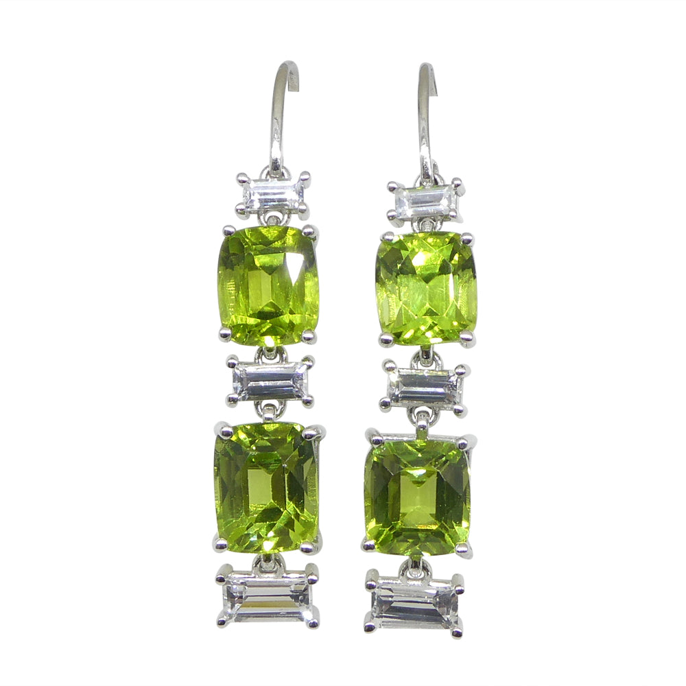 10.70ct Peridot, 1.80ct White Sapphire Earrings in 14k White Gold - Skyjems Wholesale Gemstones