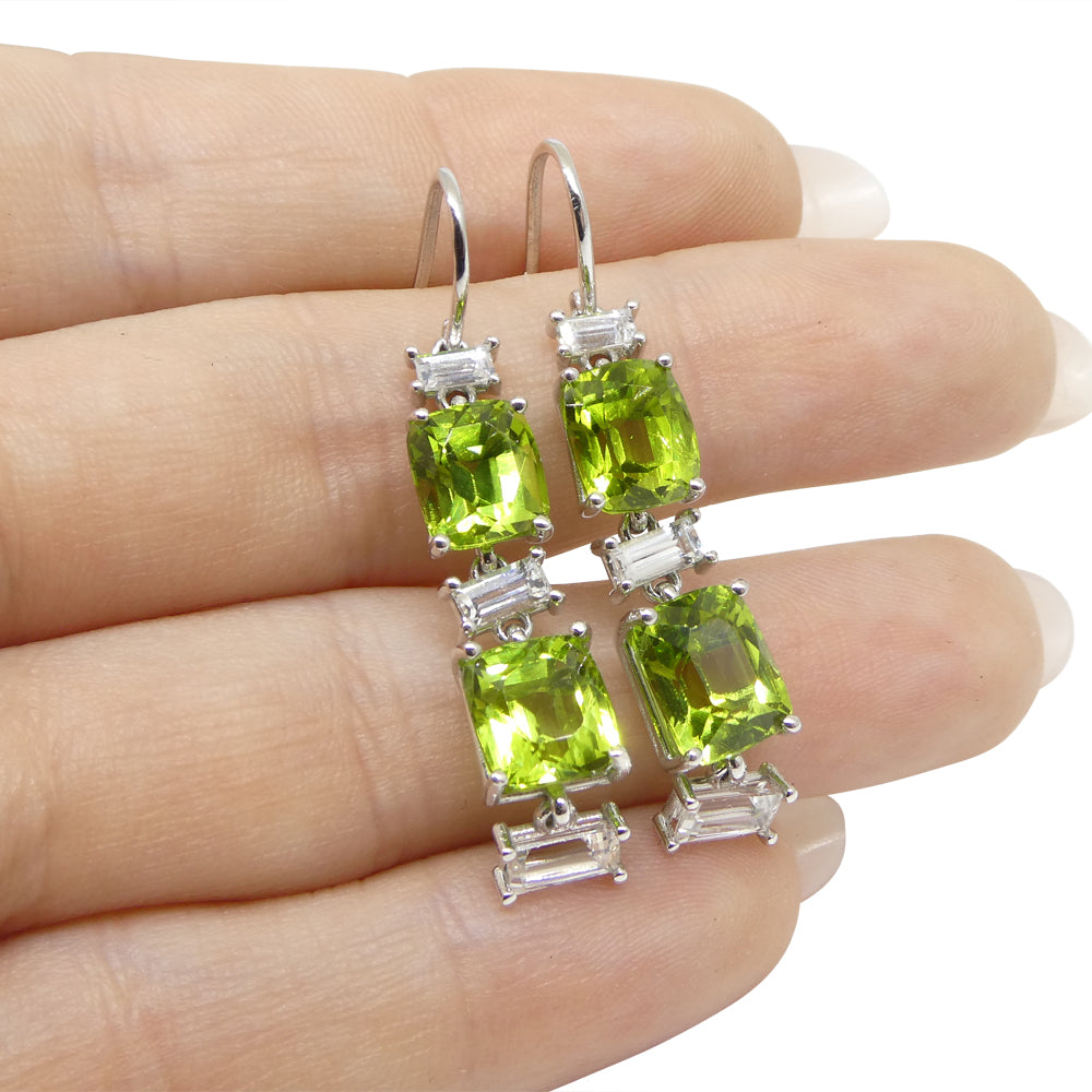 10.70ct Peridot, 1.80ct White Sapphire Earrings in 14k White Gold - Skyjems Wholesale Gemstones