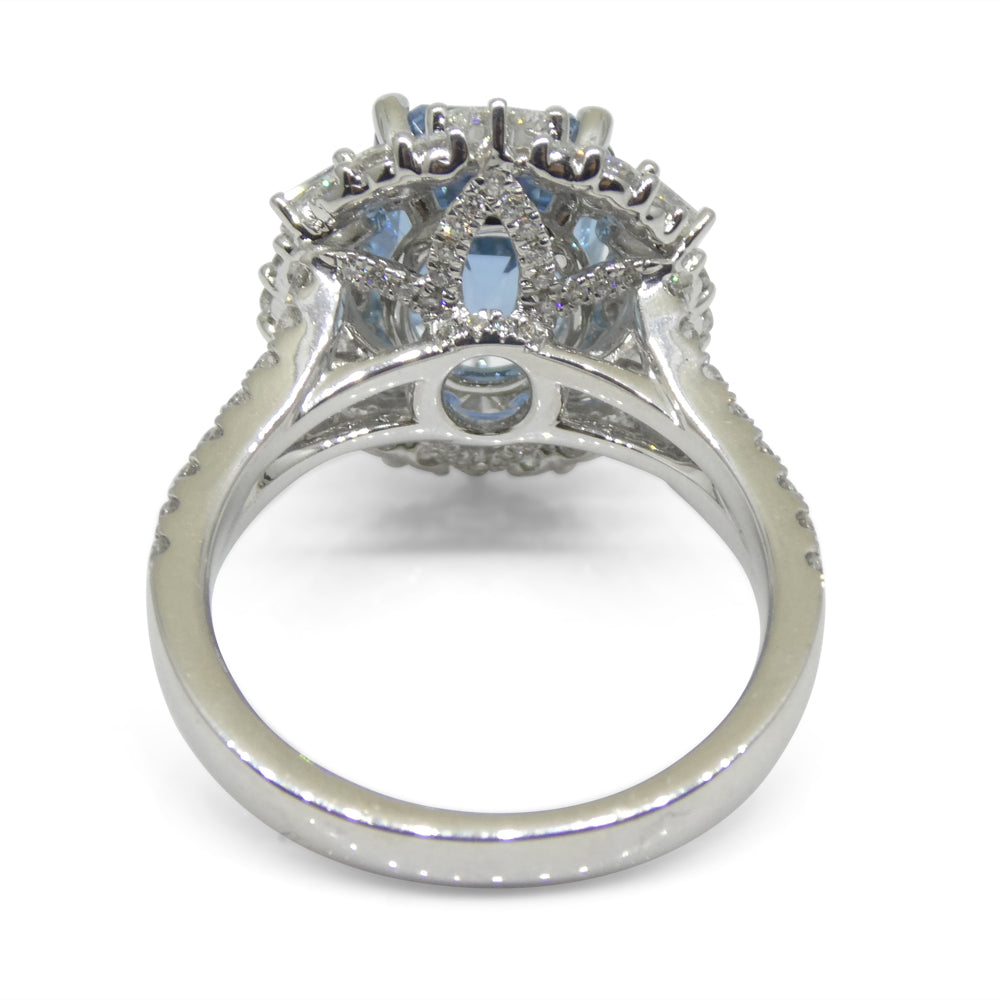 2.95ct Aquamarine, Diamond Cocktail/Statement Ring in 18K White Gold - Skyjems Wholesale Gemstones