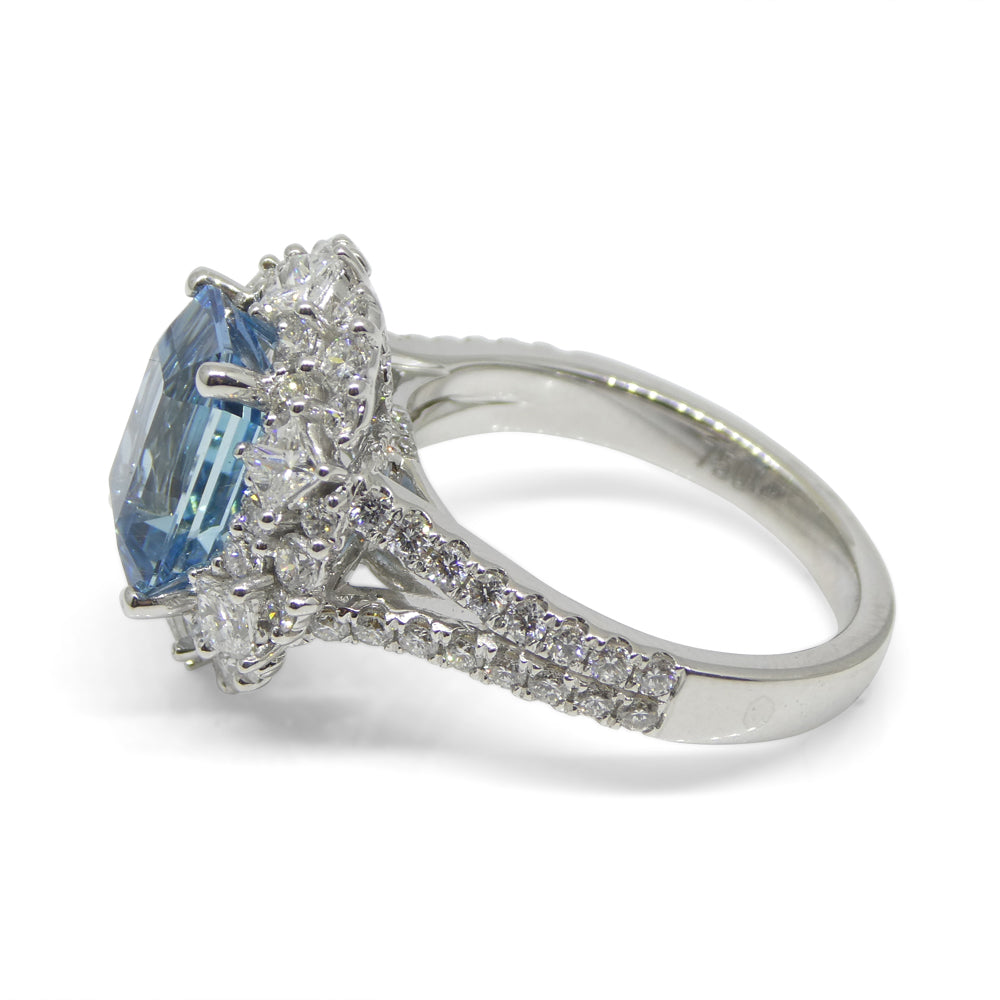 2.95ct Aquamarine, Diamond Cocktail/Statement Ring in 18K White Gold - Skyjems Wholesale Gemstones