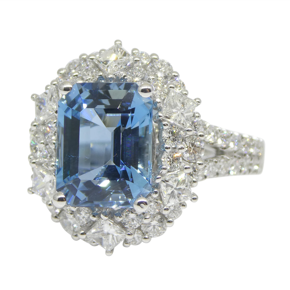 2.95ct Aquamarine, Diamond Cocktail/Statement Ring in 18K White Gold - Skyjems Wholesale Gemstones