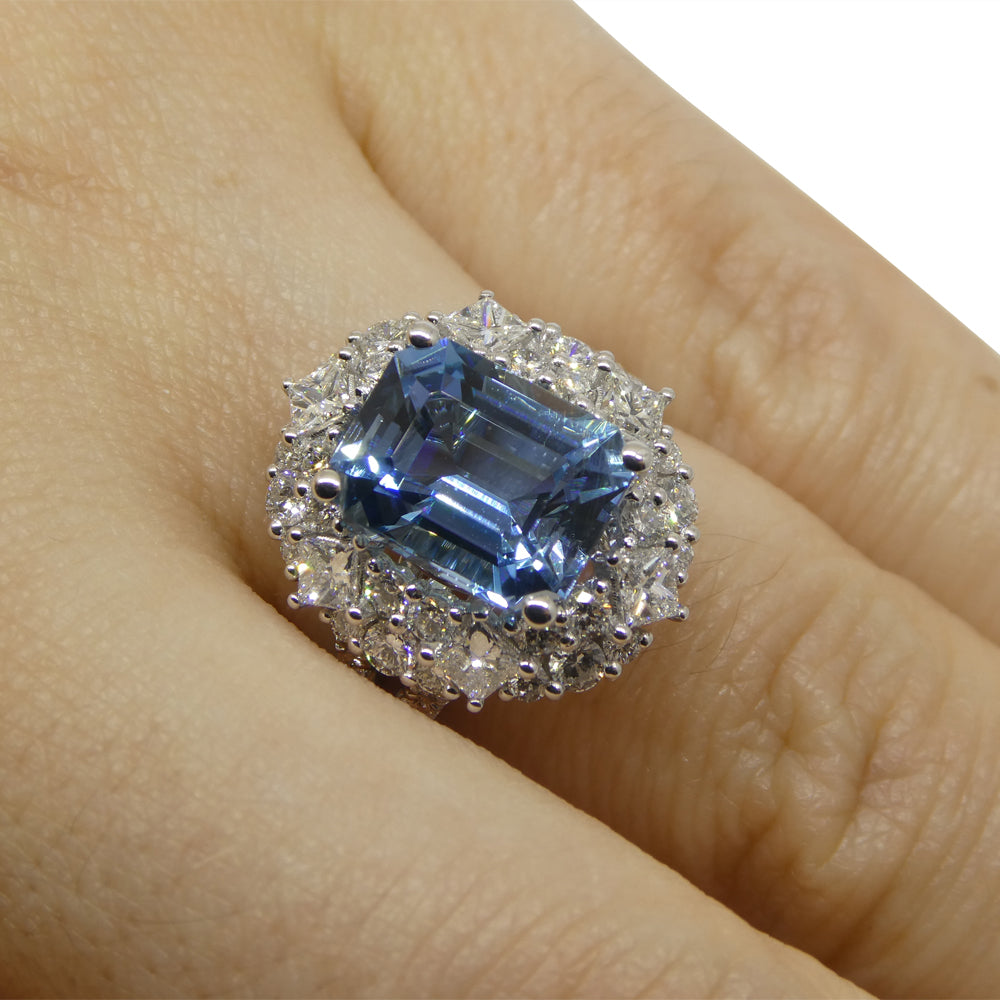 2.95ct Aquamarine, Diamond Cocktail/Statement Ring in 18K White Gold - Skyjems Wholesale Gemstones