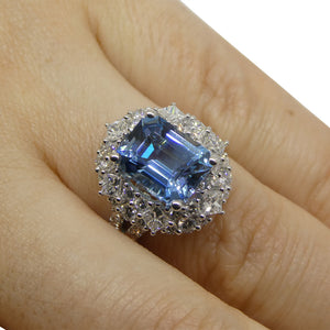 2.95ct Aquamarine, Diamond Cocktail/Statement Ring in 18K White Gold - Skyjems Wholesale Gemstones