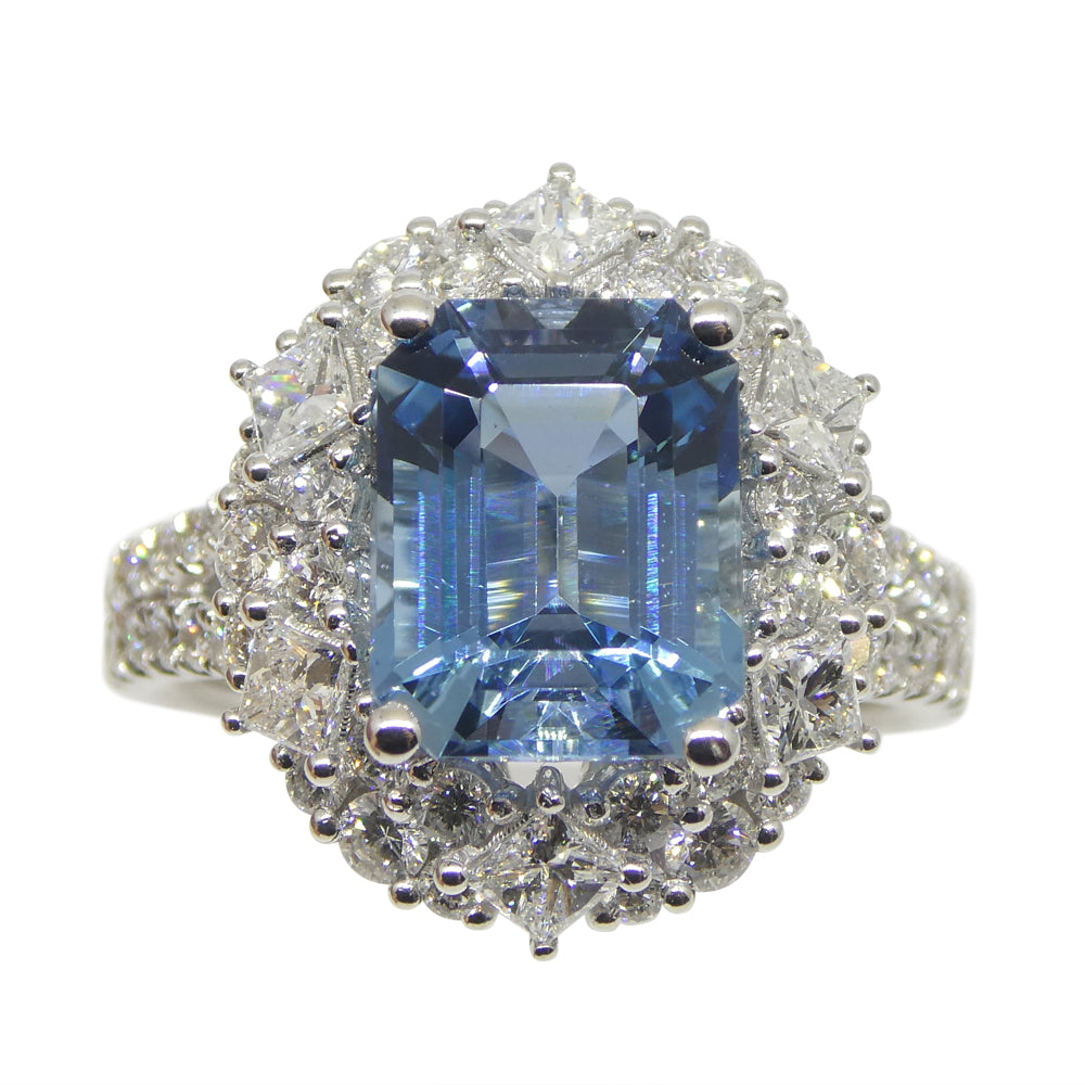 2.95ct Aquamarine, Diamond Cocktail/Statement Ring in 18K White Gold - Skyjems Wholesale Gemstones