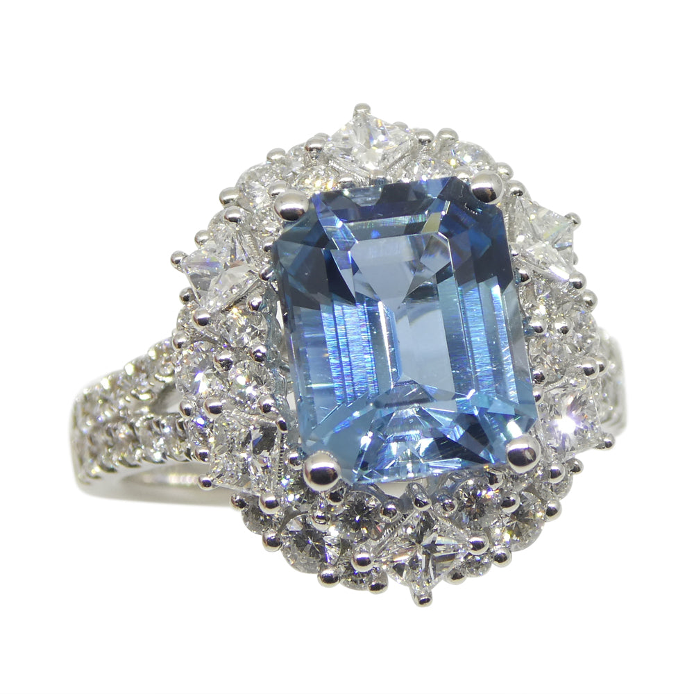 2.95ct Aquamarine, Diamond Cocktail/Statement Ring in 18K White Gold - Skyjems Wholesale Gemstones