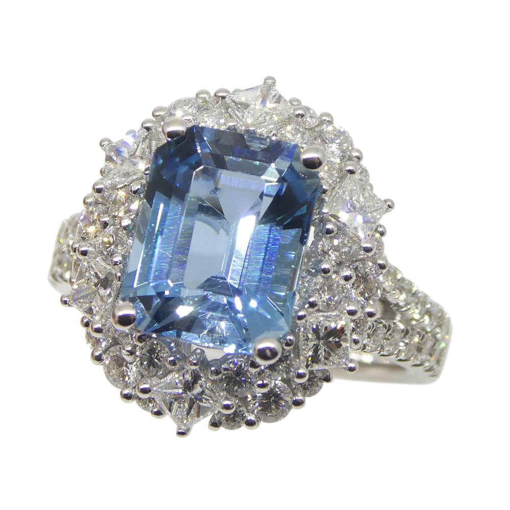 2.95ct Aquamarine, Diamond Cocktail/Statement Ring in 18K White Gold - Skyjems Wholesale Gemstones