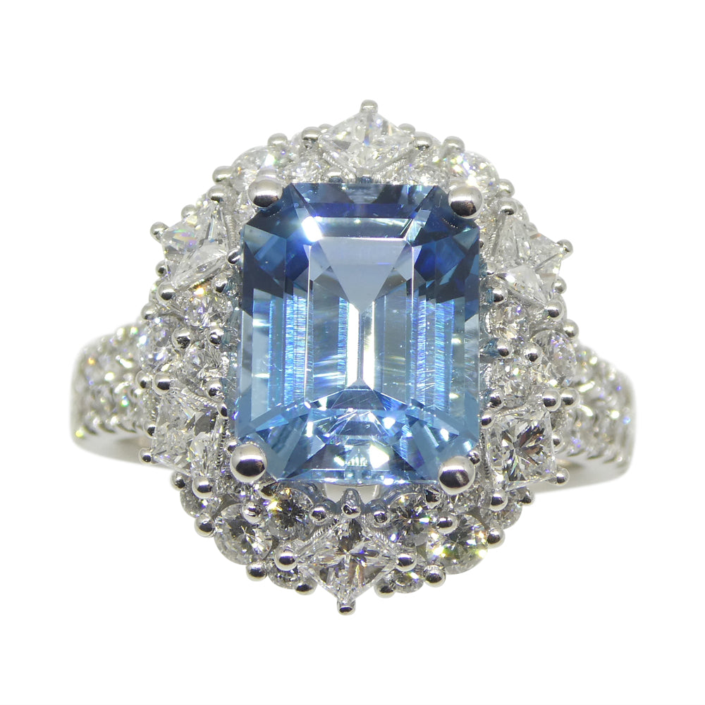 2.95ct Aquamarine, Diamond Cocktail/Statement Ring in 18K White Gold - Skyjems Wholesale Gemstones