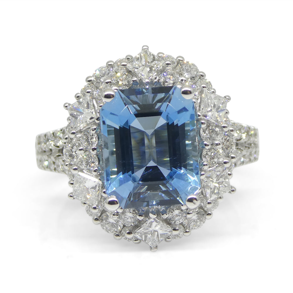 2.95ct Aquamarine, Diamond Cocktail/Statement Ring in 18K White Gold - Skyjems Wholesale Gemstones