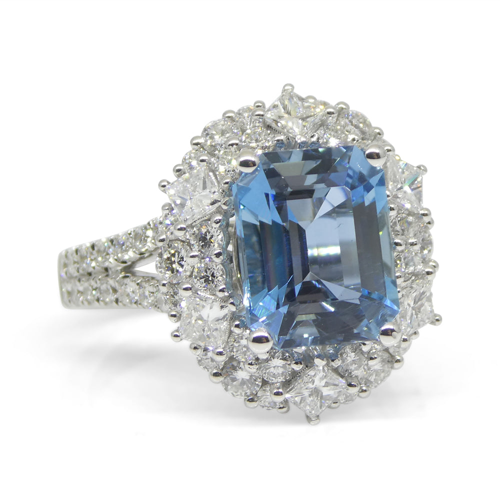 2.95ct Aquamarine, Diamond Cocktail/Statement Ring in 18K White Gold - Skyjems Wholesale Gemstones