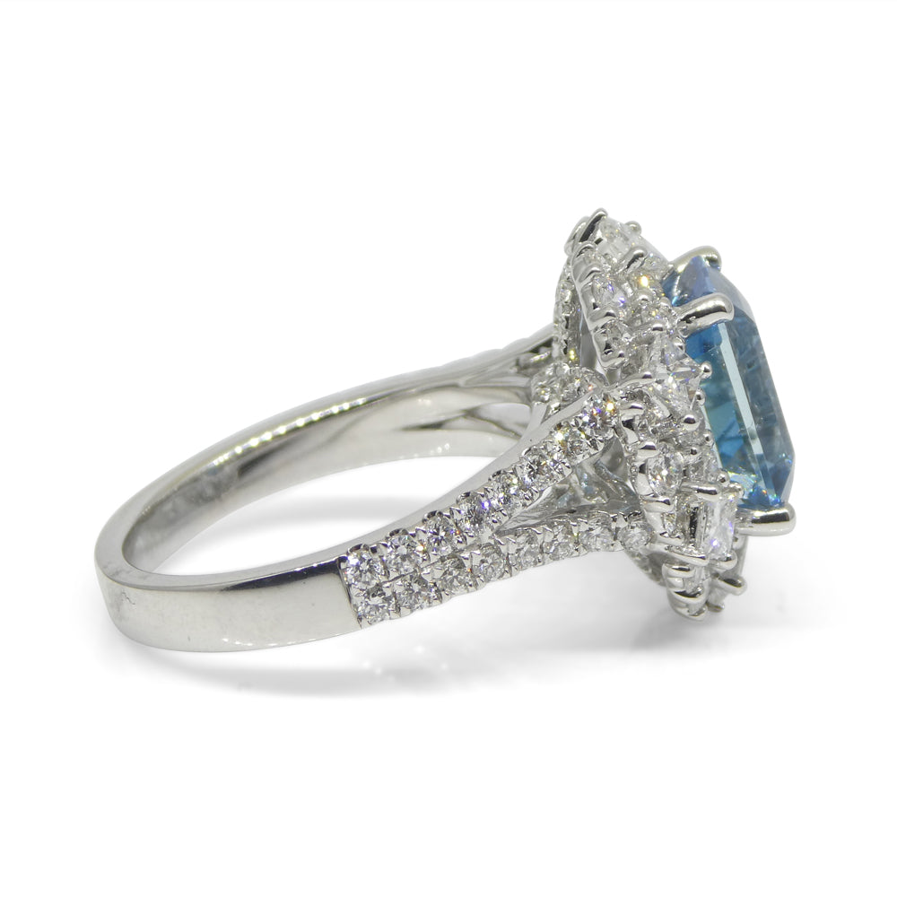 2.95ct Aquamarine, Diamond Cocktail/Statement Ring in 18K White Gold - Skyjems Wholesale Gemstones