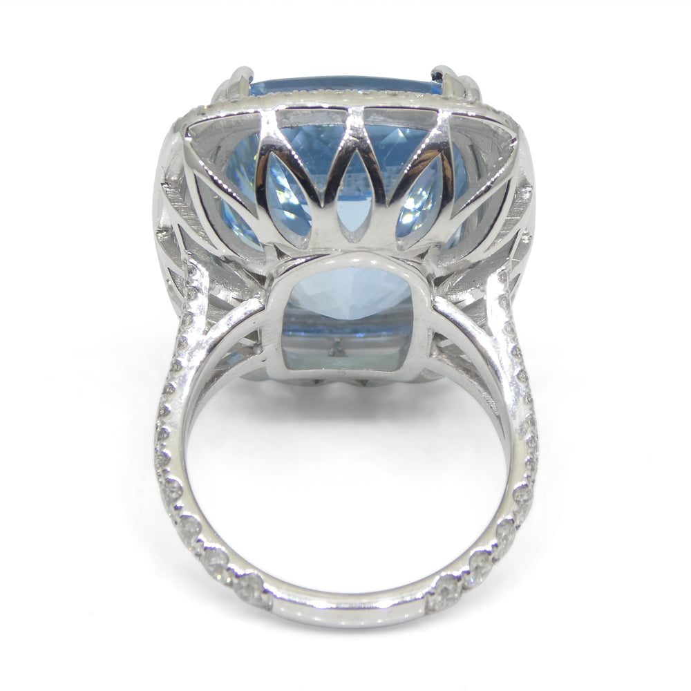 19.64ct Aquamarine, Diamond Cocktail/Statement Ring in 18K White Gold - Skyjems Wholesale Gemstones