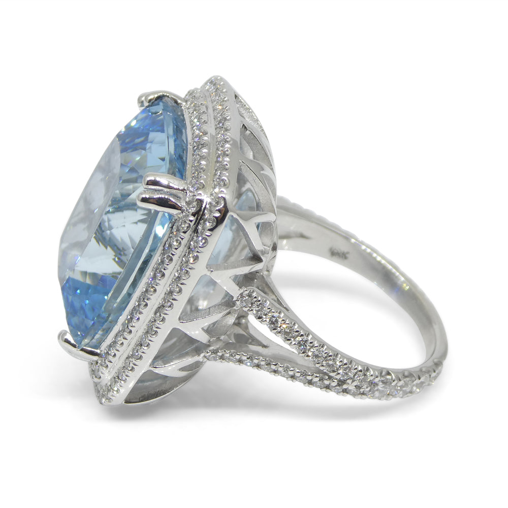 19.64ct Aquamarine, Diamond Cocktail/Statement Ring in 18K White Gold - Skyjems Wholesale Gemstones