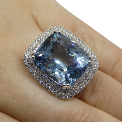 19.64ct Aquamarine, Diamond Cocktail/Statement Ring in 18K White Gold - Skyjems Wholesale Gemstones