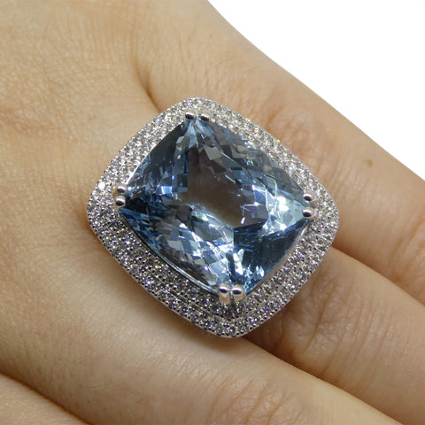 19.64ct Aquamarine, Diamond Cocktail/Statement Ring in 18K White Gold
