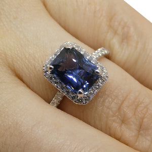 2.71ct Blue Sapphire, Diamond Engagement/Statement Ring in 18K White Gold - Skyjems Wholesale Gemstones