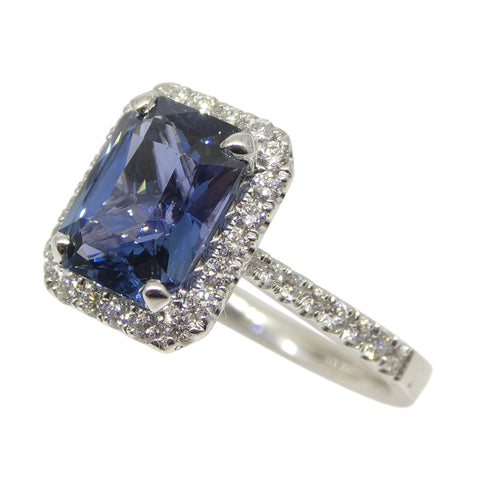 2.71ct Blue Sapphire, Diamond Engagement/Statement Ring in 18K White Gold