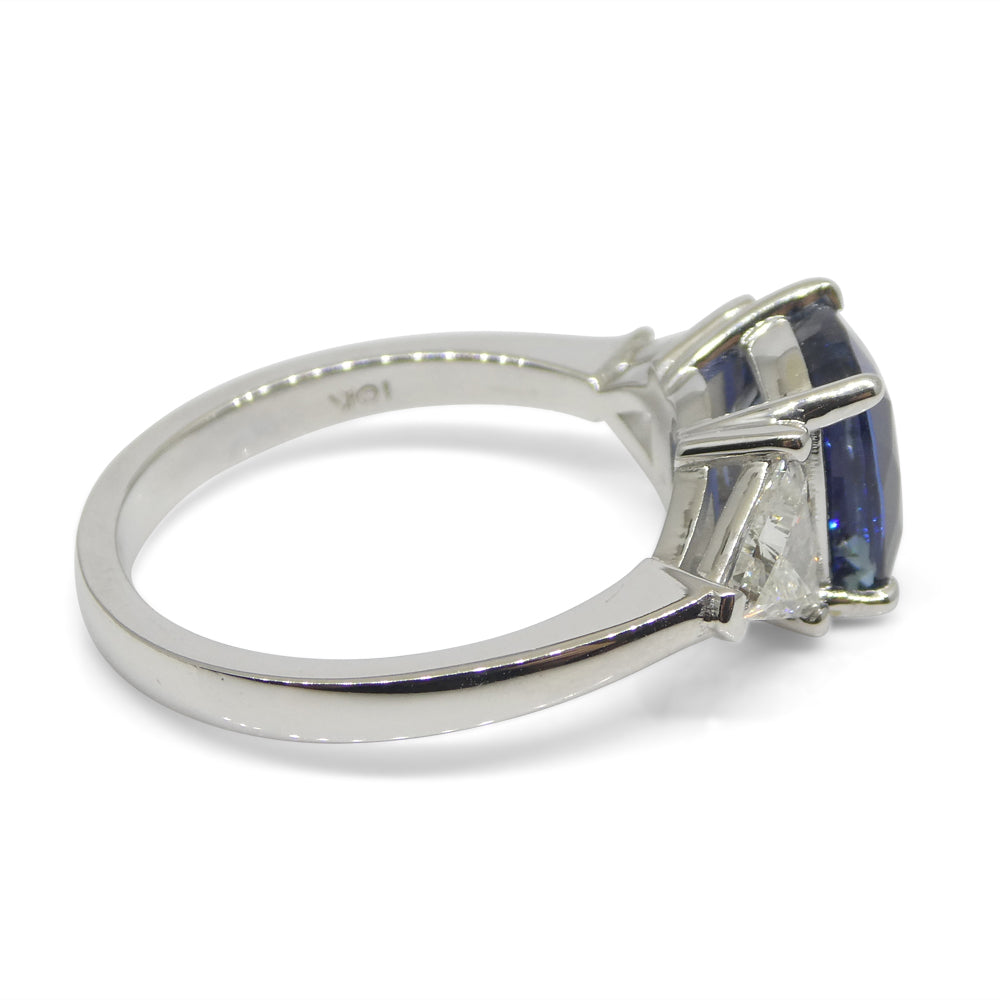 3.08ct Blue Sapphire, Diamond Engagement/Statement Ring in 18K White Gold - Skyjems Wholesale Gemstones