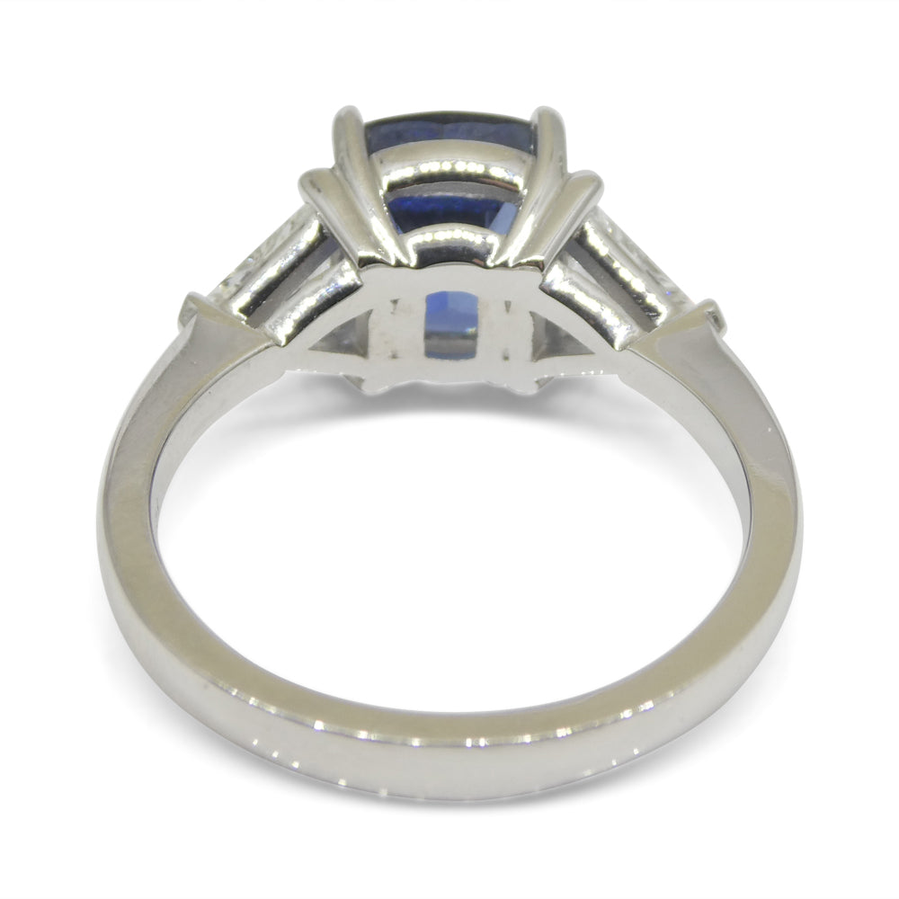 3.08ct Blue Sapphire, Diamond Engagement/Statement Ring in 18K White Gold - Skyjems Wholesale Gemstones