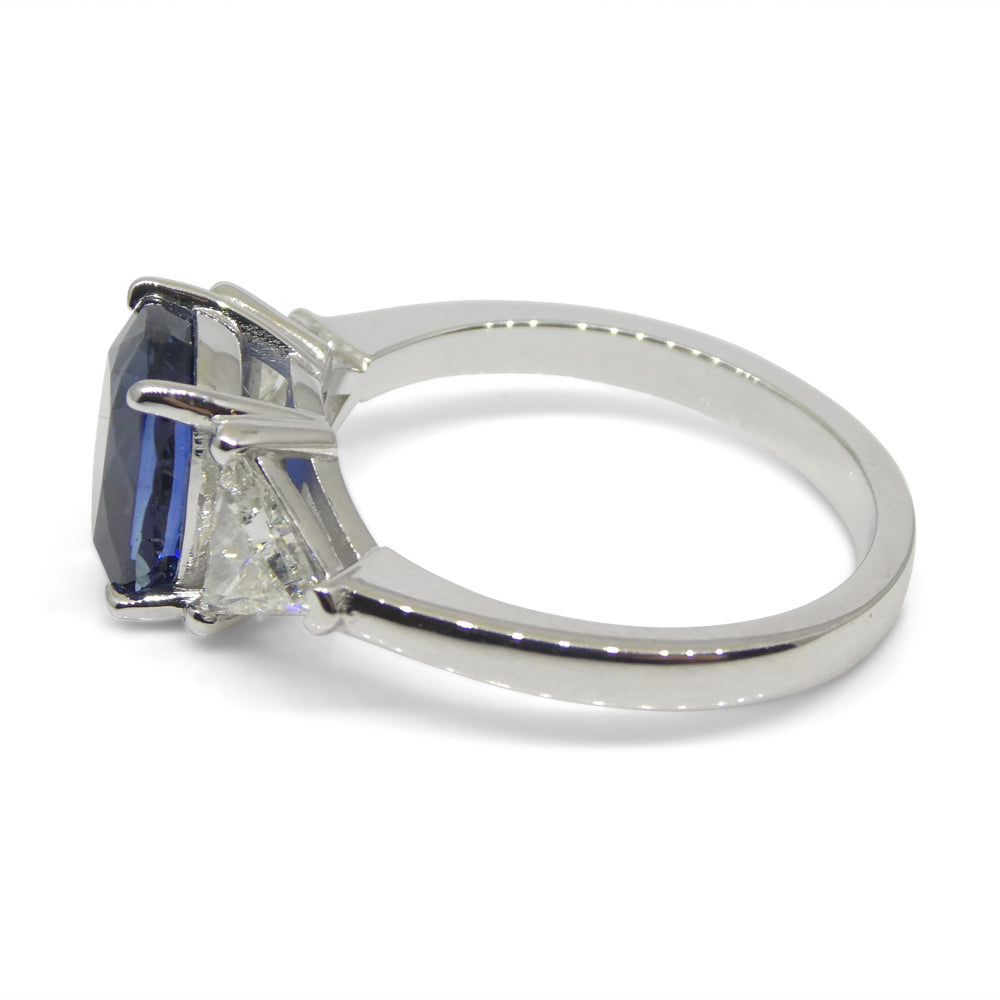 3.08ct Blue Sapphire, Diamond Engagement/Statement Ring in 18K White Gold - Skyjems Wholesale Gemstones