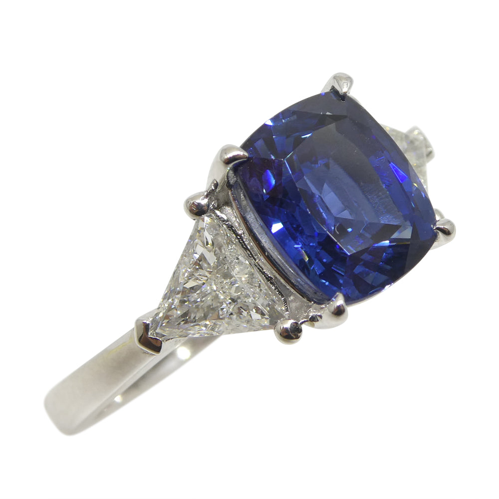 3.08ct Blue Sapphire, Diamond Engagement/Statement Ring in 18K White Gold - Skyjems Wholesale Gemstones