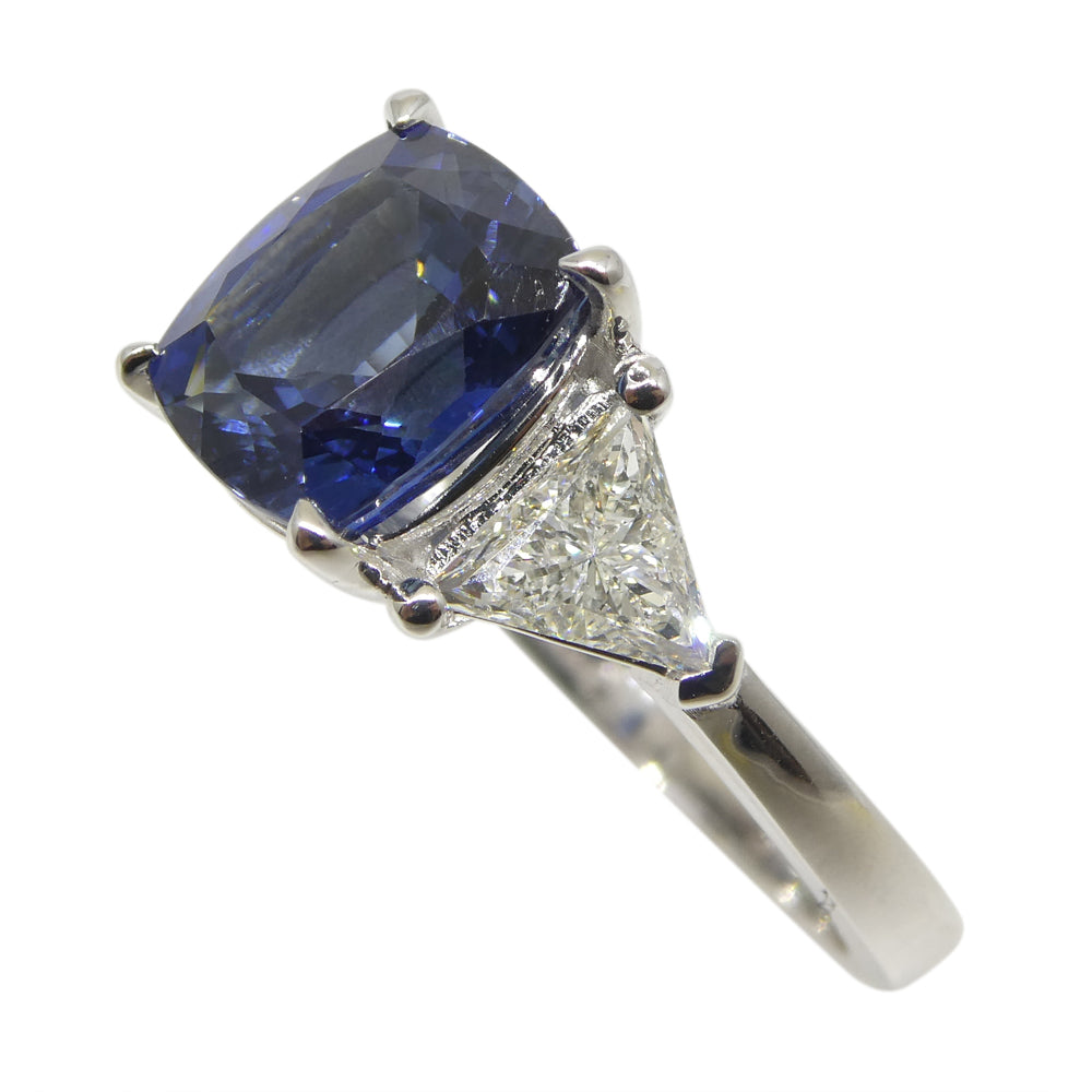 3.08ct Blue Sapphire, Diamond Engagement/Statement Ring in 18K White Gold - Skyjems Wholesale Gemstones