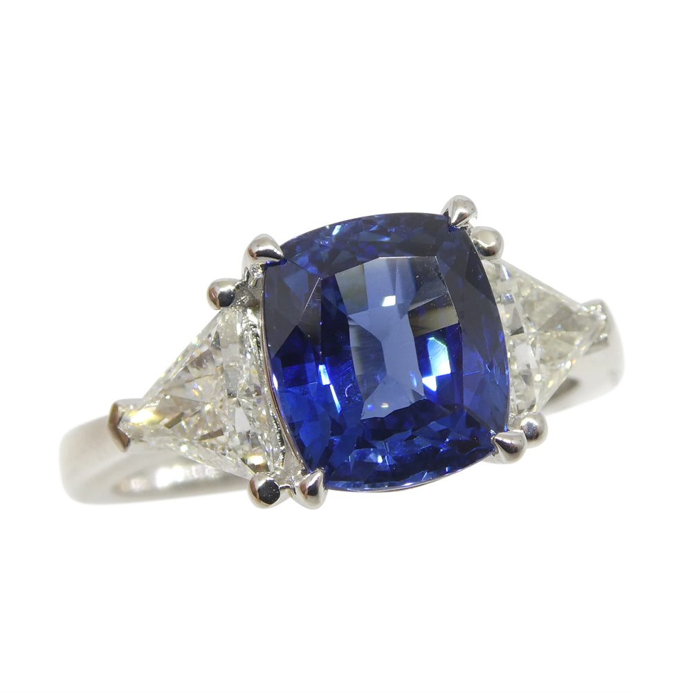 3.08ct Blue Sapphire, Diamond Engagement/Statement Ring in 18K White Gold - Skyjems Wholesale Gemstones