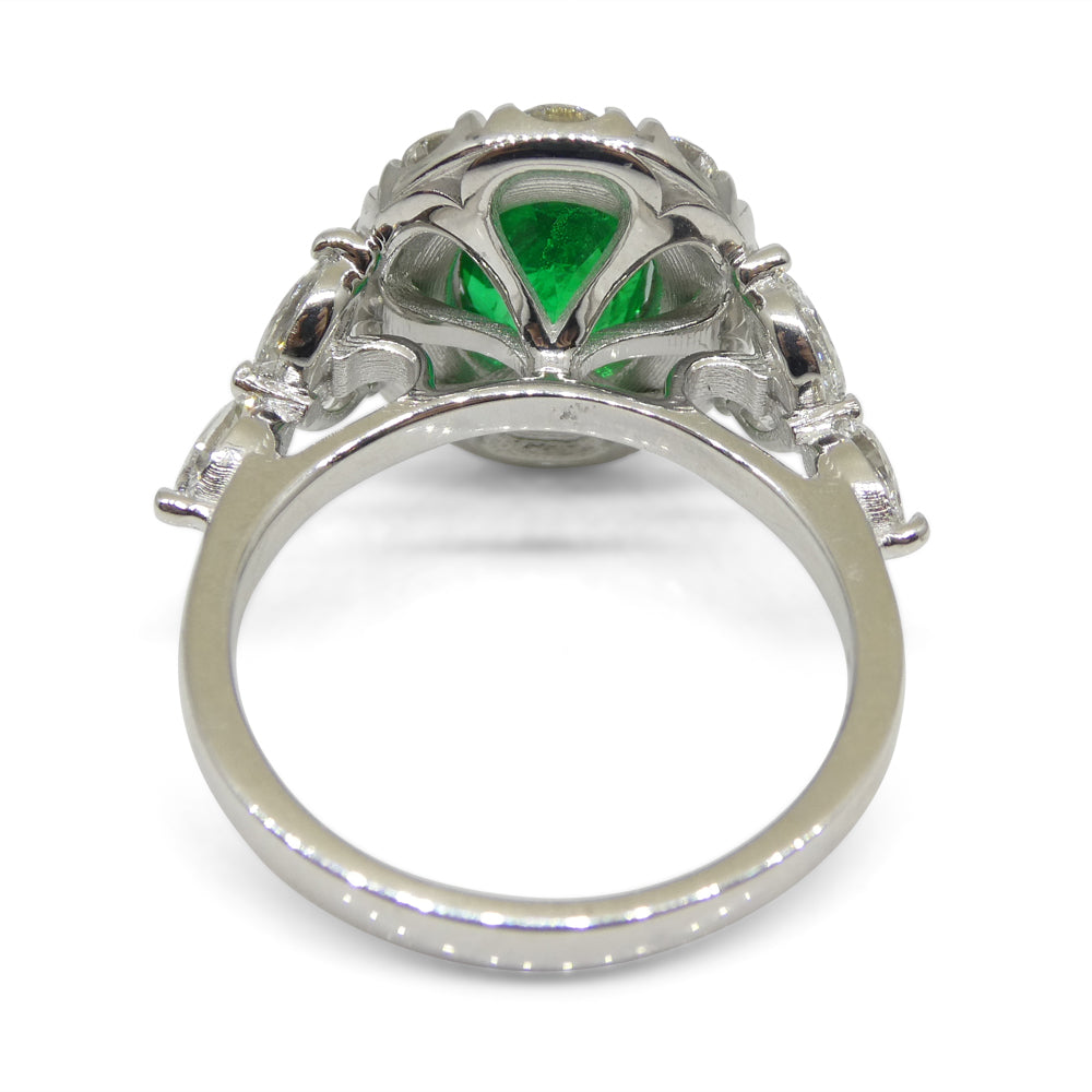 1.73ct Emerald, Diamond Engagement/Statement Ring in 18K White Gold - Skyjems Wholesale Gemstones