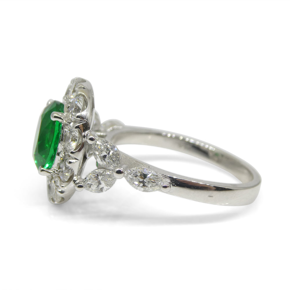 1.73ct Emerald, Diamond Engagement/Statement Ring in 18K White Gold - Skyjems Wholesale Gemstones