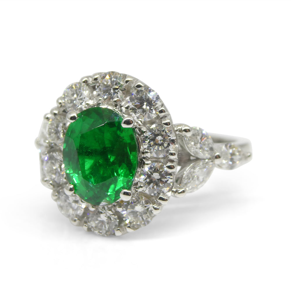 1.73ct Emerald, Diamond Engagement/Statement Ring in 18K White Gold - Skyjems Wholesale Gemstones