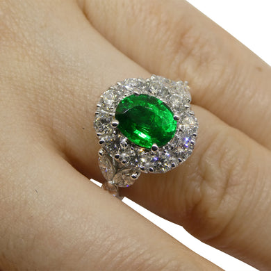 1.73ct Emerald, Diamond Engagement/Statement Ring in 18K White Gold - Skyjems Wholesale Gemstones