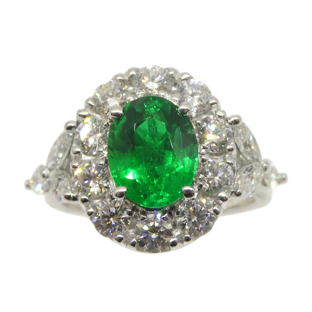 1.73ct Emerald, Diamond Engagement/Statement Ring in 18K White Gold - Skyjems Wholesale Gemstones