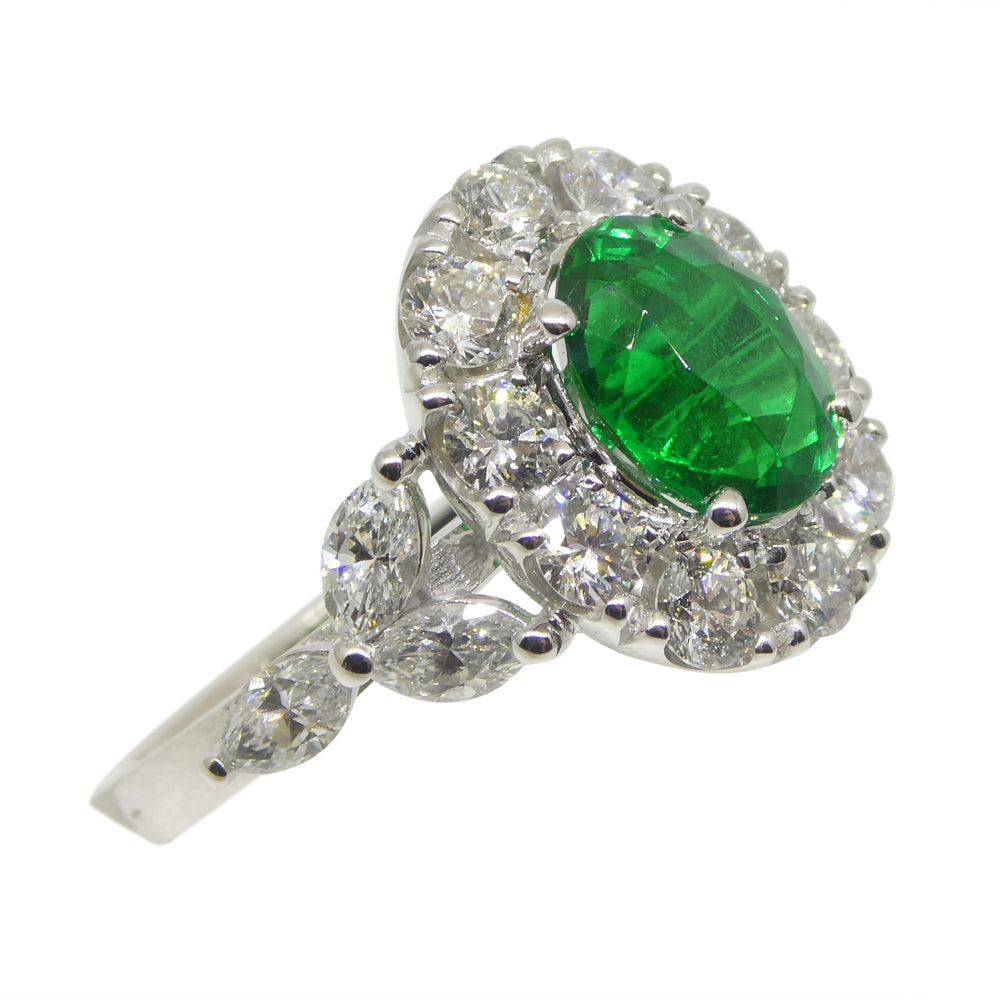 1.73ct Emerald, Diamond Engagement/Statement Ring in 18K White Gold - Skyjems Wholesale Gemstones