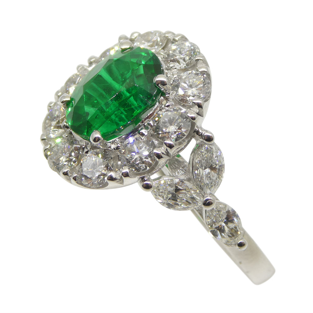 1.73ct Emerald, Diamond Engagement/Statement Ring in 18K White Gold - Skyjems Wholesale Gemstones