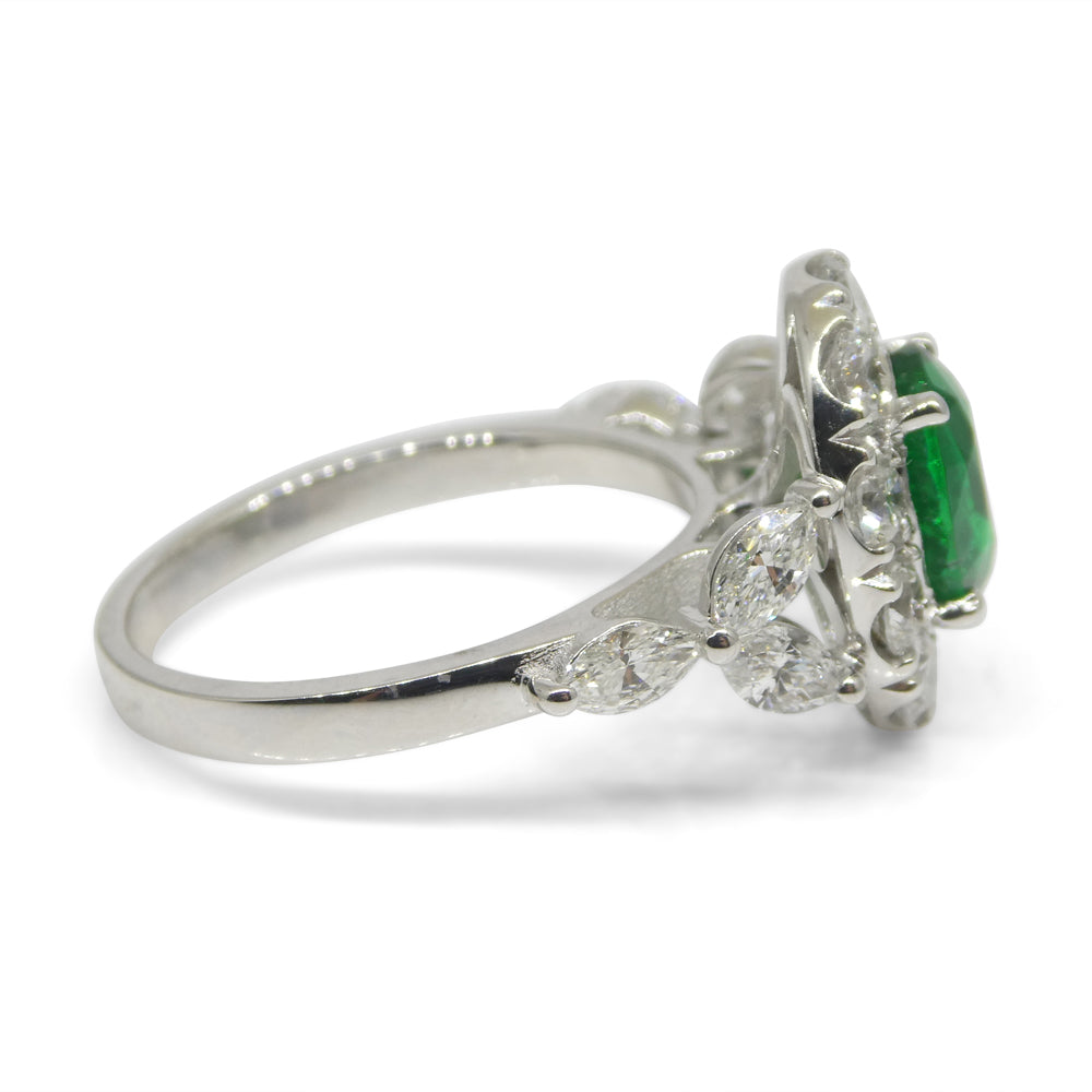 1.73ct Emerald, Diamond Engagement/Statement Ring in 18K White Gold - Skyjems Wholesale Gemstones