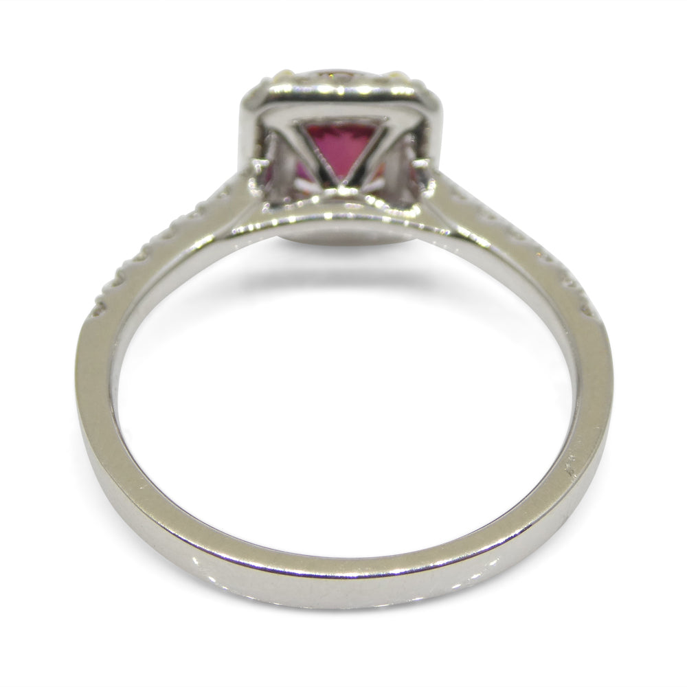 1.21ct Cushion Ruby, Diamond Engagement/Statement Ring in 18K White and Yellow Gold - Skyjems Wholesale Gemstones