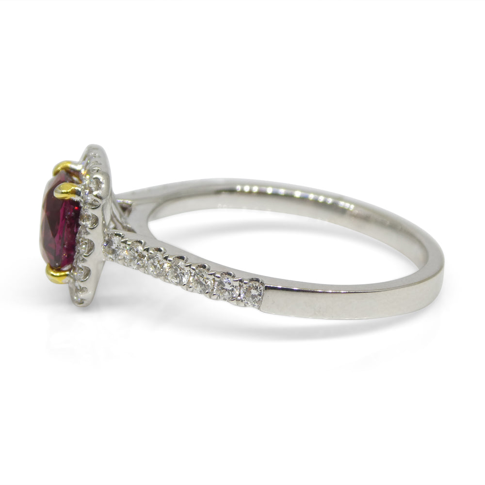 1.21ct Cushion Ruby, Diamond Engagement/Statement Ring in 18K White and Yellow Gold - Skyjems Wholesale Gemstones