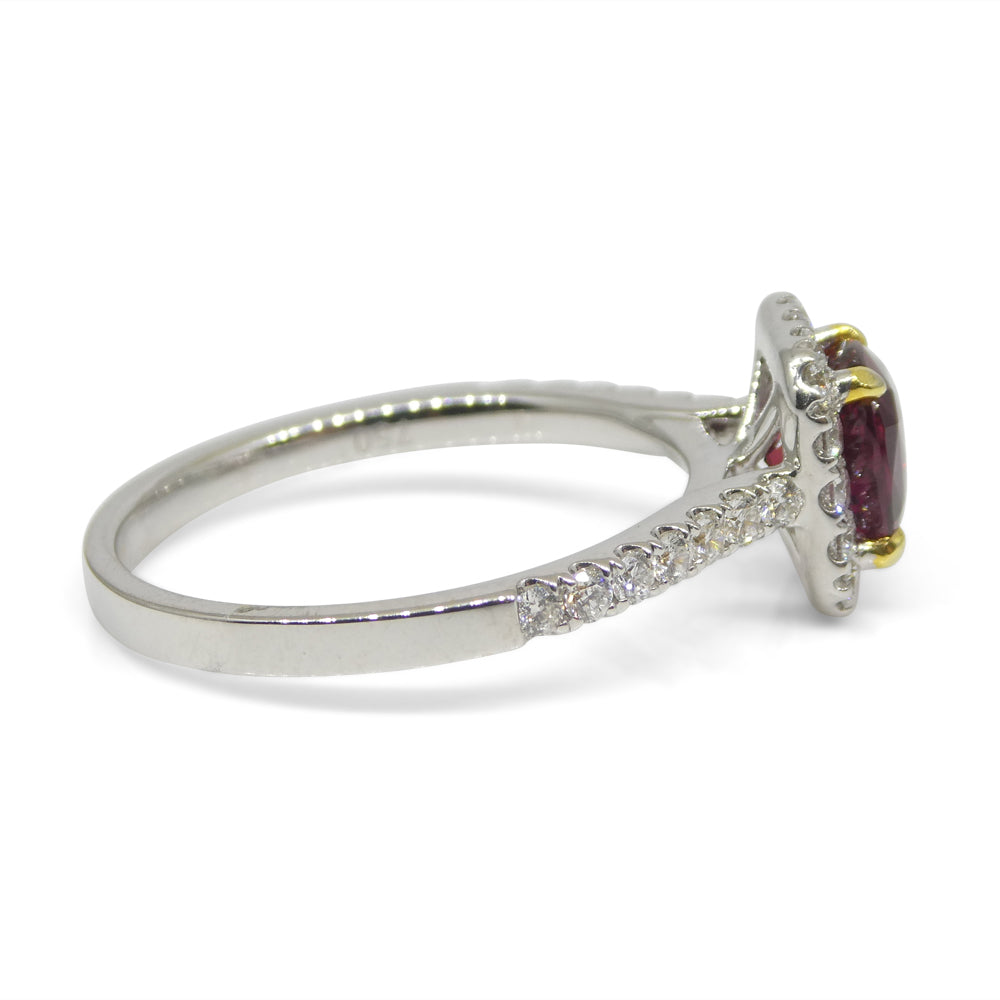 1.21ct Cushion Ruby, Diamond Engagement/Statement Ring in 18K White and Yellow Gold - Skyjems Wholesale Gemstones