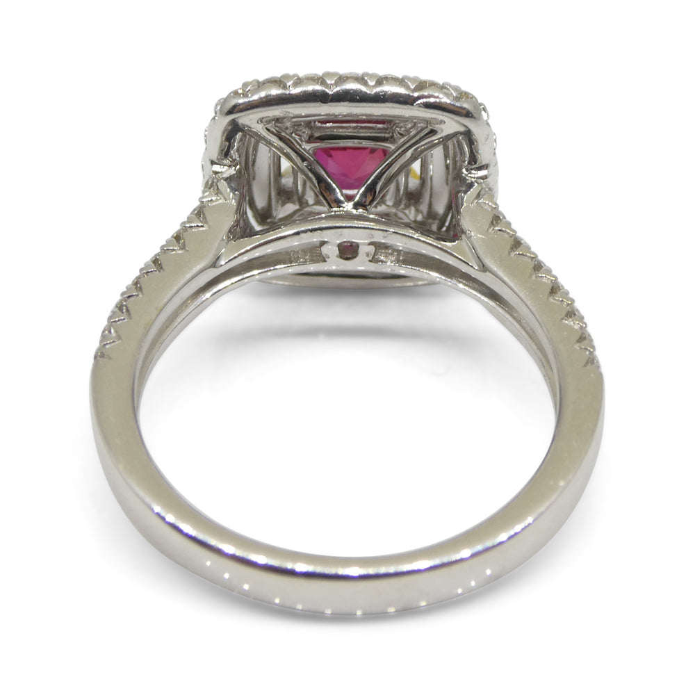 1.18ct Cushion Ruby, Diamond Engagement/Statement Ring in 18K White and Yellow Gold - Skyjems Wholesale Gemstones