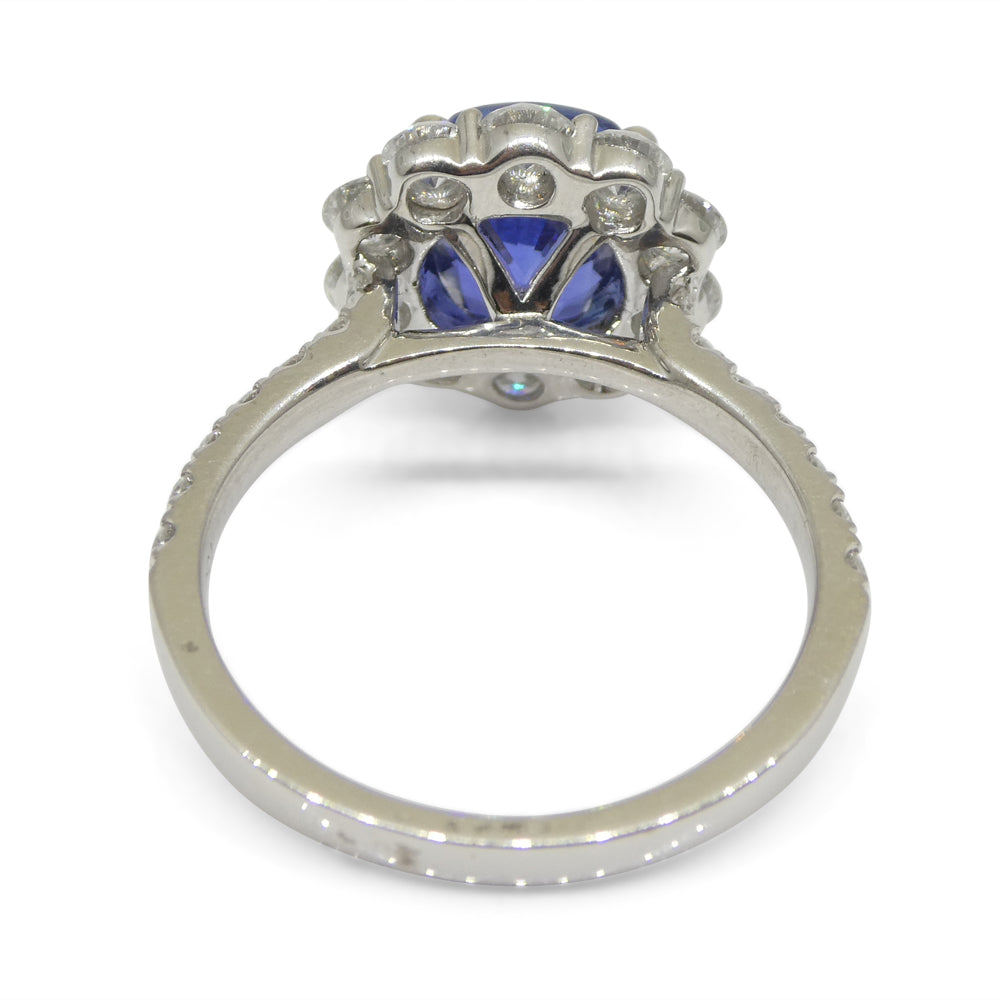 2.49ct Blue Sapphire, Diamond Engagement/Statement Ring in 18K White Gold - Skyjems Wholesale Gemstones