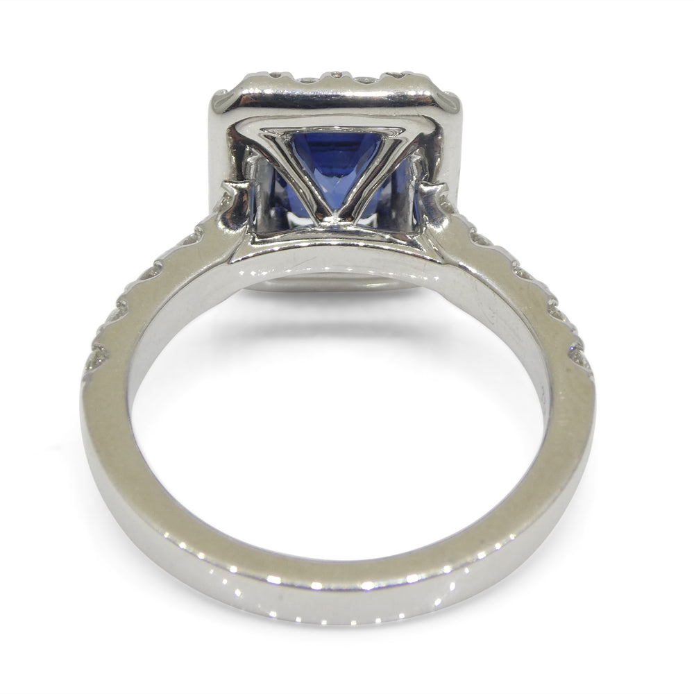 1.95ct Blue Sapphire, Diamond Engagement/Statement Ring in 18K White Gold - Skyjems Wholesale Gemstones