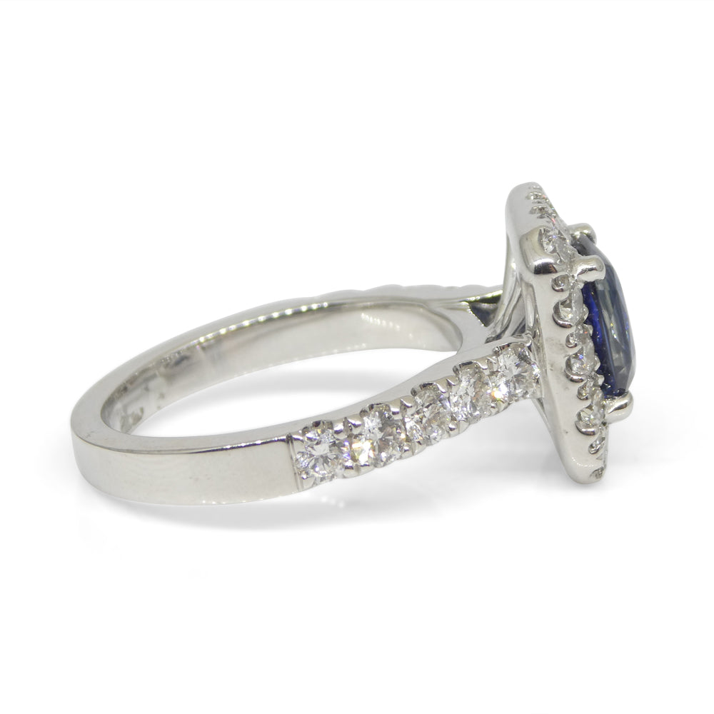 1.95ct Blue Sapphire, Diamond Engagement/Statement Ring in 18K White Gold - Skyjems Wholesale Gemstones