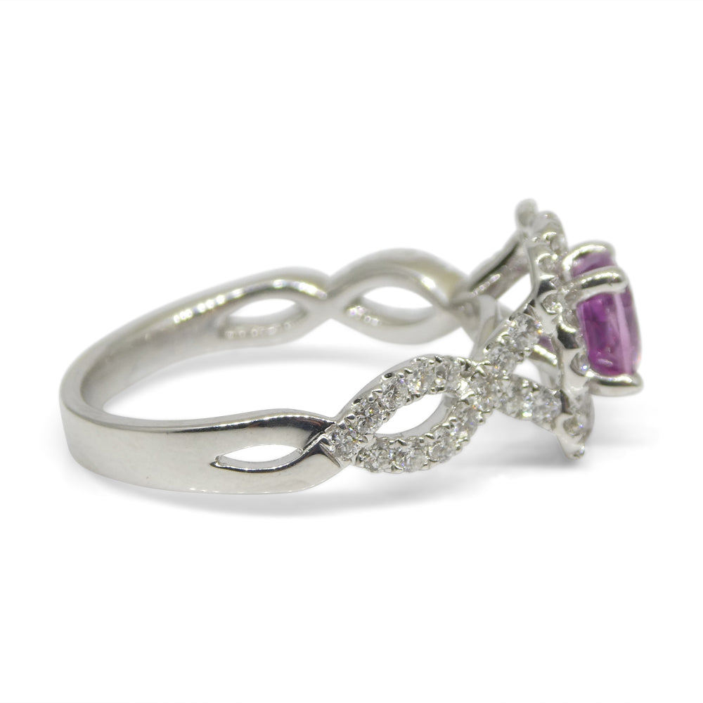 1.01ct Pink Sapphire, Diamond Engagement/Statement Ring in 18K White Gold - Skyjems Wholesale Gemstones