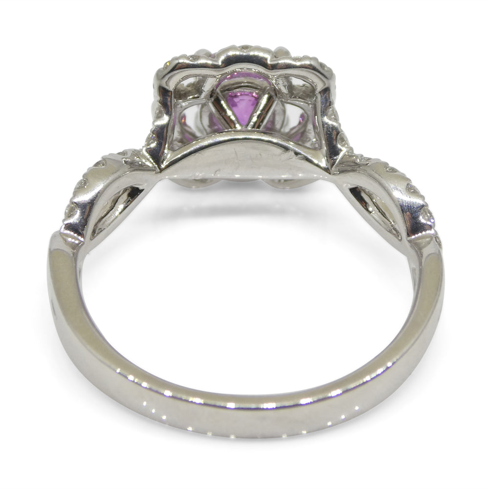 1.01ct Pink Sapphire, Diamond Engagement/Statement Ring in 18K White Gold - Skyjems Wholesale Gemstones