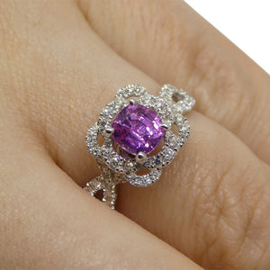 1.01ct Pink Sapphire, Diamond Engagement/Statement Ring in 18K White Gold - Skyjems Wholesale Gemstones
